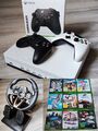 Xbox One S 500GB Spielekonsole 4K + 2 Controller + Racing Wheel + 9 Spiele 