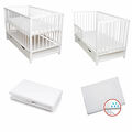 Babybett Gitterbett Kinderbett Weiß 120x60 Schublade Matratze Laken Komplett Set