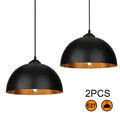 2x LED Pendelleuchte Schwarz-gold Decke Hängelampe Retro Deckenlampe Pendellampe