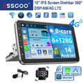 8Core 6+128GB Android Carplay Autoradio 4G LTE DSP Navi 1 DIN Drehbar Bildschirm