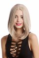 Perücke Damenperücke Longbob Bob schulterlang glatt Mittelscheitel Blond & Grau 