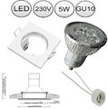 3x LED Einbaustrahler eckig weiß 55mm Lochmass 230V GU10 5W kaltweiss Einbauspot