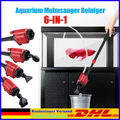 1800L/H Mulmsauger Aquarium Set 6-IN-1 Bodenreiniger Wasserwechsel Kiesreiniger