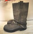 Biker Boots Stiefel 40 Leder grau HTC California