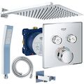 Unterputz Duschsystem mit Kopfbrause 300 x 300, Grohe Grohtherm SmartControl Set