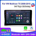 Carplay Android 13 Für VW Multivan T5 2008-2015 Autoradio GPS NAVI BT DAB+ 4+64G