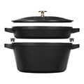 Staub La Cocotte Kochtopfset, 2-tlg rund Gusseisen Schwarz Kochtopf Topf Bräter