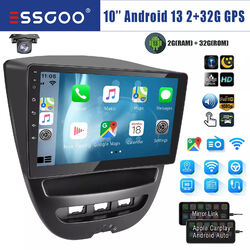 Carplay Autoradio Android 13 GPS +KAM 32G Für Peugeot 107 Citroen Toyota Aygo C1