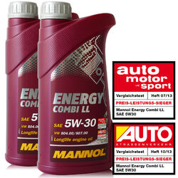 5W-30 Motoröl 2x1L Mannol Energy Combi LL 5W30 API SN CF BMW LL-04 MB 229.51 C30