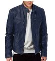 Herren Lederjacke Motorrad Bikerjacken Stehkragen Reißverschluss Mantel Outwear