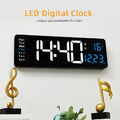 LED Weiß Digital Wanduhr mit Datum Temperatur Display Alarm Clock Fernbedienung