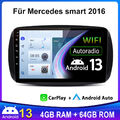 Android 13 Carplay Autoradio Für Mercedes Smart Forfour 453 GPS NAVI WIFI 4+64G