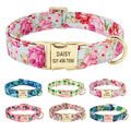 Personalisiertes Hundehalsband Blumenmuster mit Namen Gravur Verstellbar S M L