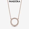 *100 % authentische Pandora Roségold Kreis funkelnder Halo Halskette 580515CZ-45*