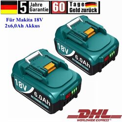 2-Pack 18V 6,0AH Akku Für Makita Ersatzakku BL1860 Li-ion mit LED BL1860 BL1850