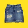 SUPERDRY Jeans-Minirock mit Distressed-Details & klassischen 5 Taschen, 26 W