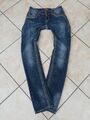 BMJ Revival Jeans 26/32 Blau Bootcut Rock´N´Roll Hüftjeans Used Look