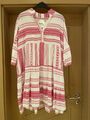 Italien Oversize Kleid Hängerchen Tunika ETHNO MUSTER 40 42 44 Weiß Pink - Neu!