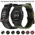 Quick Fit Nylon+Leder Armband für Garmin Fenix 8/E/7/7X 6/6X Pro 5/5X Plus 3 HR