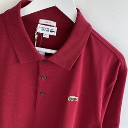 Lacoste Sport Poloshirt Größe 7 XXL 2XL Herren Rot Baumwolle Slim Fit Kurzarm