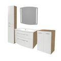 Fackelmann B.STYLE Badmöbel Set 5-teilig 83 cm Weiß hochglanz/Holzoptik Braun