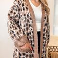 Lange Strickjacke Damen Leo CARDIGAN Oversized Beige Braun Schwarz WARM & TRENDY