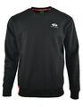 ALPHA INDUSTRIES SCHWARZ BRUST LOGO SWEATSHIRT PULLOVER LUFTWAFFE MILITÄR SMALL