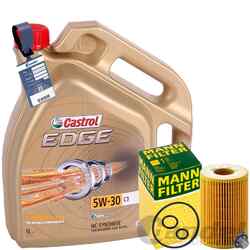 MANN ÖLFILTER SATZ+5L CASTROL 5W-30 ÖL passend für OPEL ASTRA G/H CORSA C 1.7