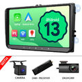 CAM+DVR+DAB+ VWA13 9" Android 13 Autoradio GPS Navi CarPlay BT Für VW Skoda Seat