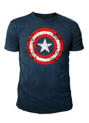 Marvel Avengers - Captain America Herren Shield Logo T-Shirt  (Navy) (S-XXL)