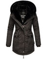 Navahoo warme Damen Winter Jacke lang Teddyfell Winterjacke Parka Mantel B938