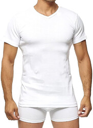 Herren T-Shirt Kurzarm Unterhemd mit V-Ausschnitt im 2er Pack