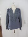 Neues Gustav Blusen Shirt mit Spitze Satin Armen tauben blau Gr. 38 od. 40