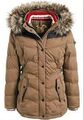 Khujo Winsen 3 Damen Winterjacke Parka Stepp Mantel Braun Kapuze mit Webpelz