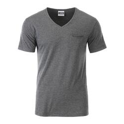 Herren Bio T-Shirt mit Brusttasche, Bio-Baumwolle, V-Neck| James & Nicholson