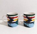 Hudson's Bay Elch Becher x 2 Charles Pachter Bay Watch Deer Canada Streifen grün