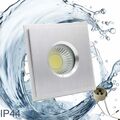 LED Einbaustrahler 230V Bad Einbauspots Dimmbar IP44 Quadrat Alu COB GU10