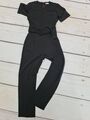 LASCANA Jumpsuit Overall schwarz Kurzarm mit Gürtel Gr. 34 (4 634) NEU