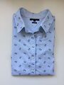 Tommy Hilfiger Bluse hellblau weiß gestreift Streifen Anker Sterne Print Gr 38 M