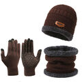 3x Wintermütze Strickmütze Warme Beanie Handschuhe Herren Winter Set Mütze Schal