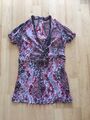 Damen Bluse Shirt Top Gr 38 Braun Rosa Pink Street One by Esprit Durchsichtig