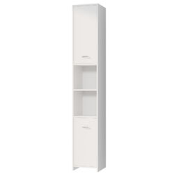 CASARIA® Hochschrank Badschrank Badezimmerschrank Badmöbel Schrank Regal Weiß✅viel Stauraum ✅6 Ablagefächer ✅moderne Optik