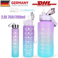 3Stk Tritan Trinkflasche 2000ml BPA frei Flasche Sport Wasser 2,0L 750/280ml DHL