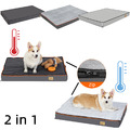 Hundebett 2in1 mit abnehmbar Plüsch Matte orthopädisch Matratze flauschig Kissen