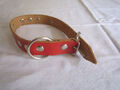 Hundehalsband aus starken Rindleder in rot  Breite 25mm / verstellbar 35-43 cm