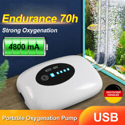 4800mAh Aquarium Luftpumpe Akku Sauerstoffpumpe Leise Pumpe Home & Aquarium DHL