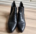 Tamaris Stiefeletten Leder, Gr. 39, schwarz, Chelsea Boots, flach, spitz