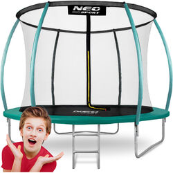 Gartentrampolin Kindertrampolin mit Sicherheitsnetz Leiter Neo-Sport 252 cm 8FT