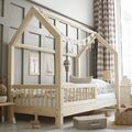 Kinderbett Holzbett Hausbett mit Rausfallschutz Letto P 90x200 +10cm EV