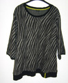 Laura Torelli,Damen halbarm Shirt,Gr.56/58,Schwarz/Grau Zebra-Look